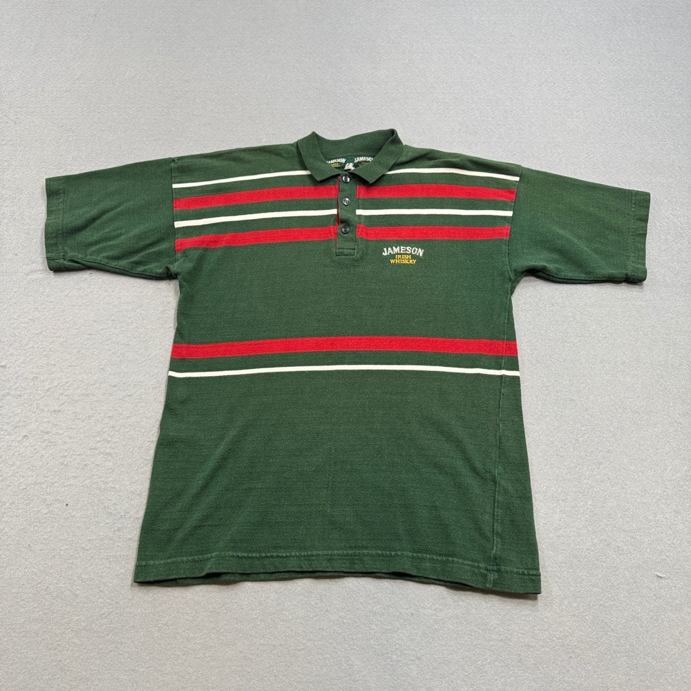 Jameson Irish Whiskey Polo Shirt Men's Large Green Short Sleeve Classic Fit Y2K‎